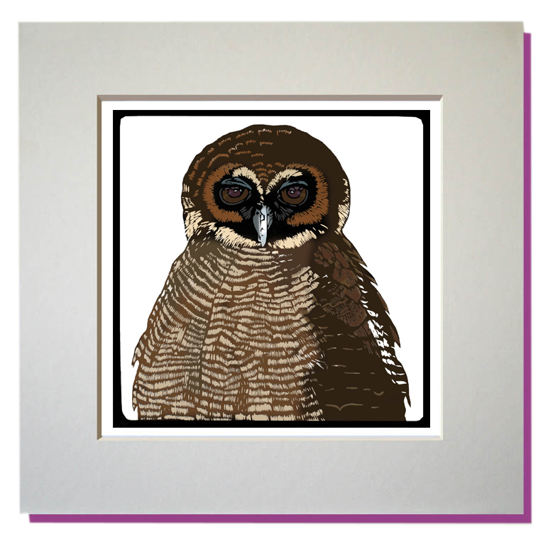 small print of brown owl